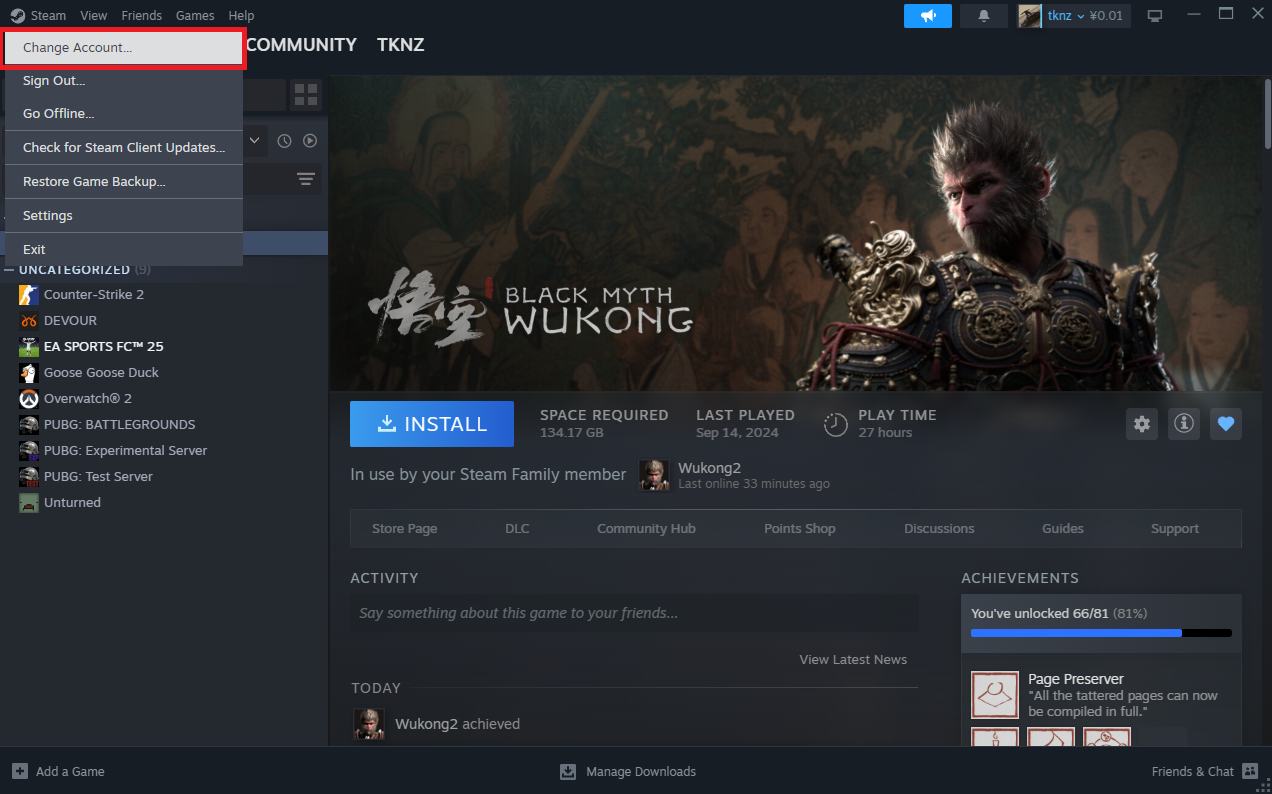 Đổi tài khoản Steam